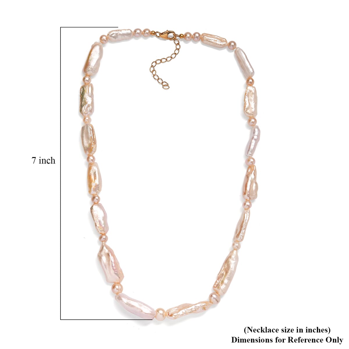 Golden Biwa and White Freshwater Pearl Necklace in 18K Vermeil Yellow Gold Over Sterling Silver 18 Inches image number 5