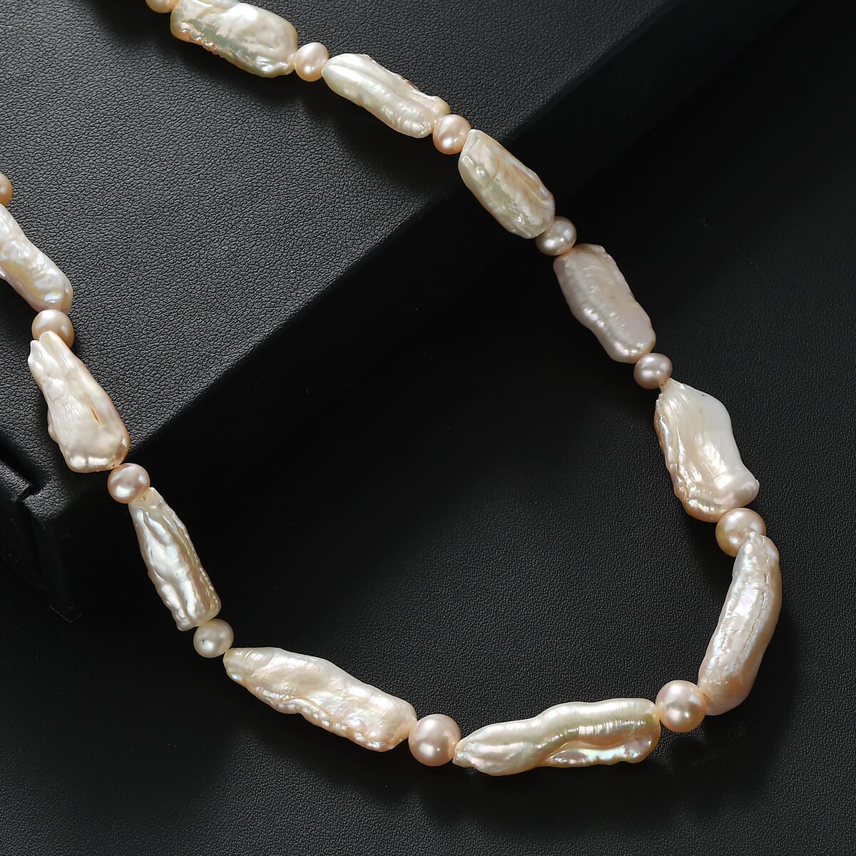 Pink Biwa and White Freshwater Pearl Necklace in 18K Vermeil Yellow Gold Over Sterling Silver 18 Inches image number 1