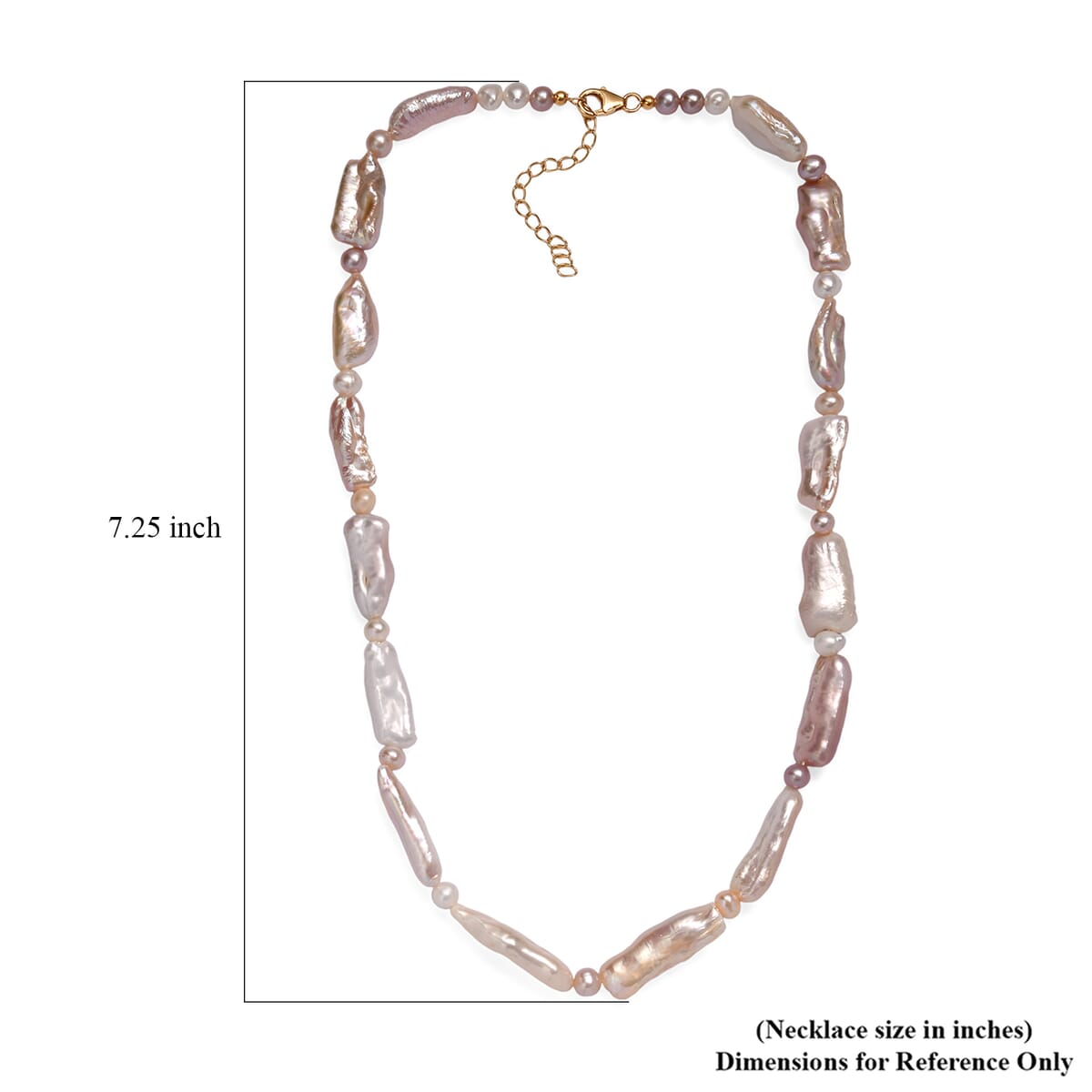 Pink Biwa and White Freshwater Pearl Necklace in 18K Vermeil Yellow Gold Over Sterling Silver 18 Inches image number 5