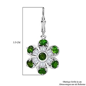 Chrome Diopside and Moissanite 4.01 ctw Earrings in Rhodium Over Sterling Silver