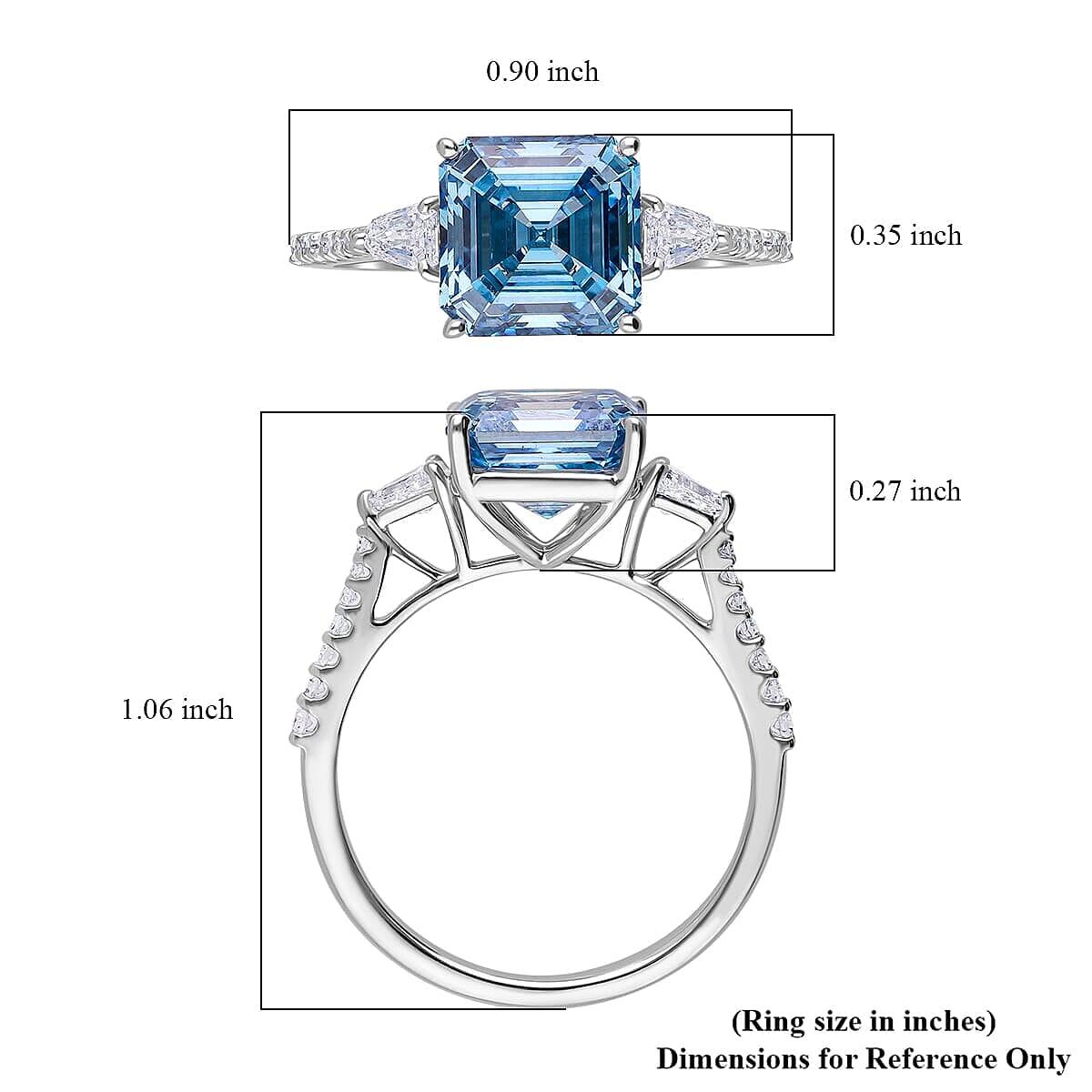 IGI Certified Asscher Cut Luxuriant Lab Grown Blue Diamond (IR) VS and Lab Grown Diamond 4.15 ctw Azure Majesty Ring in 950 Platinum (Size 6.5) 4.50 Grams image number 4