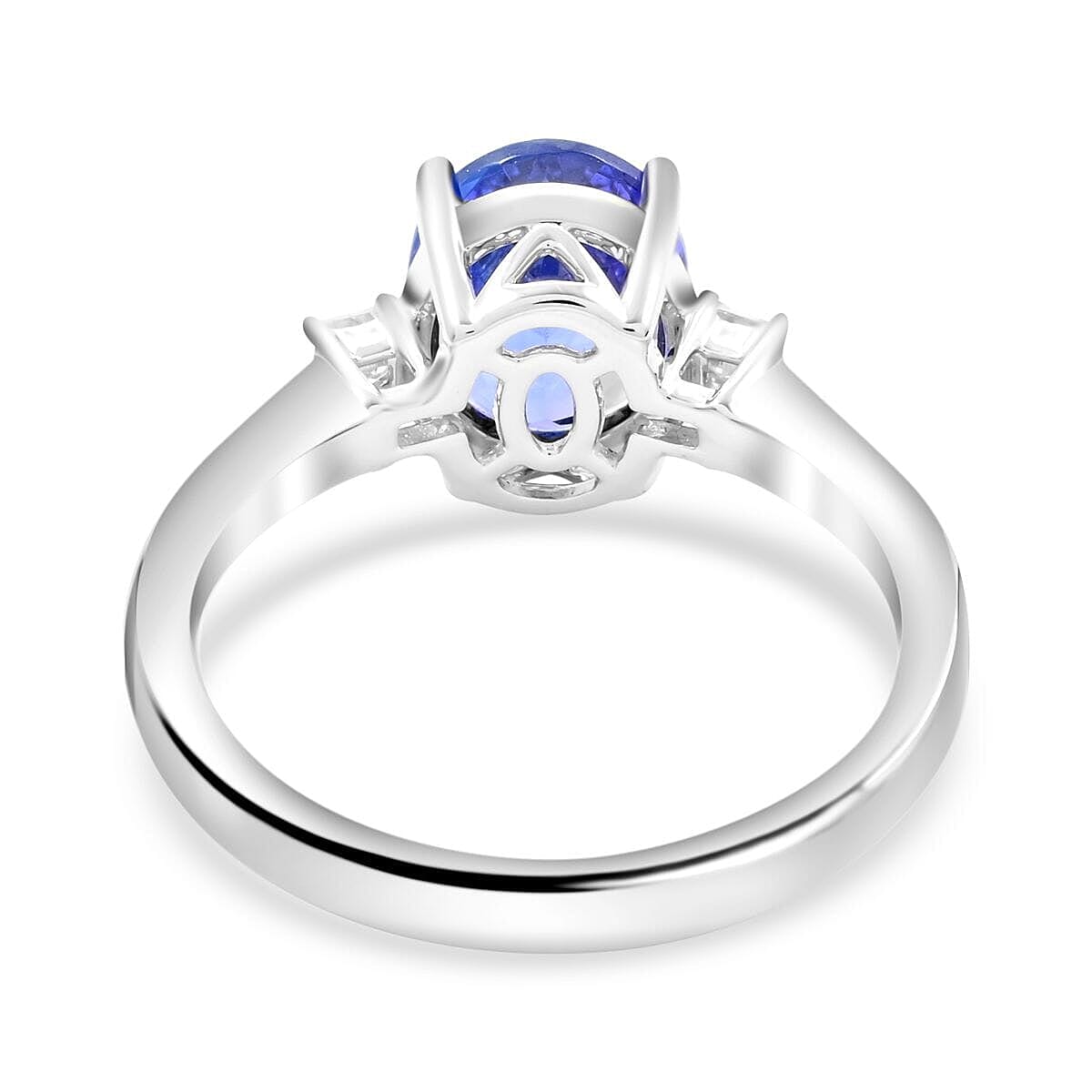 Certified & Appraised Luxoro AAA Tanzanite and G-H I2 Diamond 2.50 ctw Ring in 14K White Gold (Size 5.0) image number 4