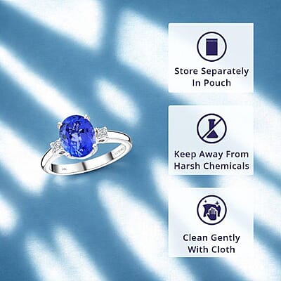 Certified & Appraised Luxoro AAA Tanzanite and G-H I2 Diamond 2.50 ctw Ring in 14K White Gold (Size 12.0)