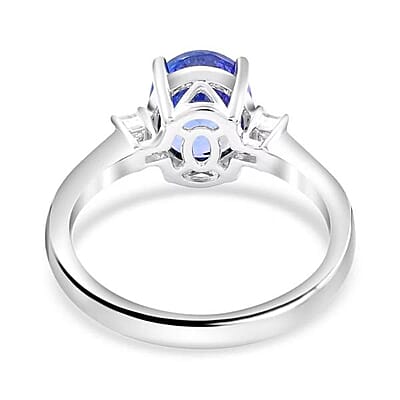 Certified & Appraised Luxoro AAA Tanzanite and G-H I2 Diamond 2.50 ctw Ring in 14K White Gold (Size 12.0)