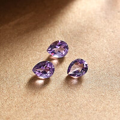 Bolivian Amethyst Set of 3 (Pear 5x4 mm) 0.86 ctw Loose Gemstone