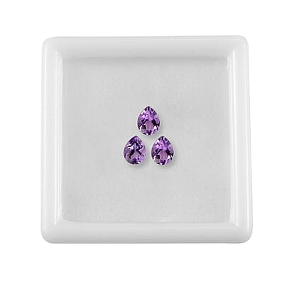 Bolivian Amethyst Set of 3 (Pear 5x4 mm) 0.86 ctw Loose Gemstone