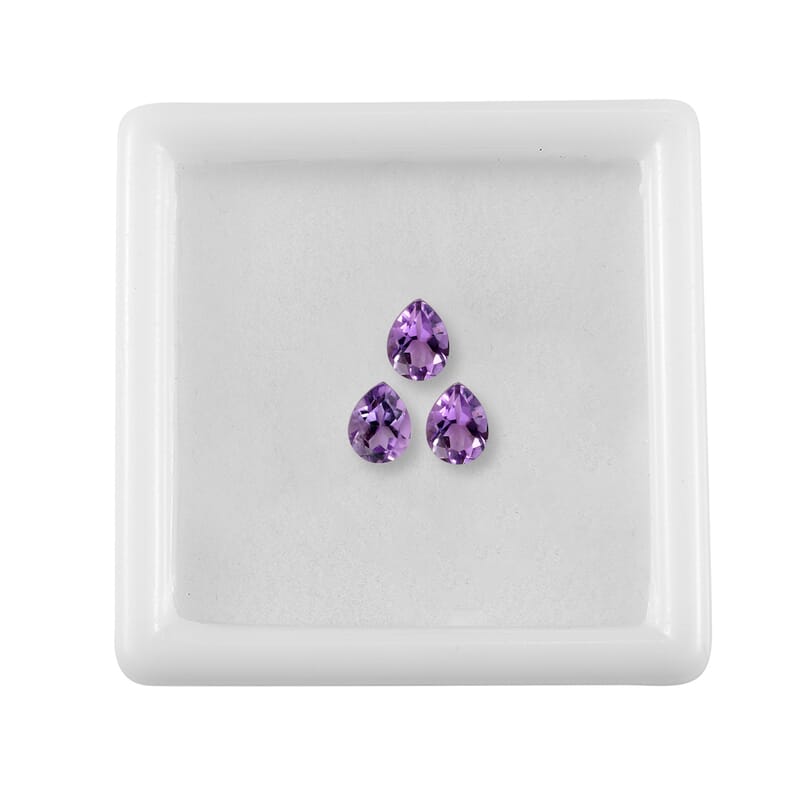 Bolivian Amethyst Set of 3 (Pear 5x4 mm) 0.86 ctw Loose Gemstone