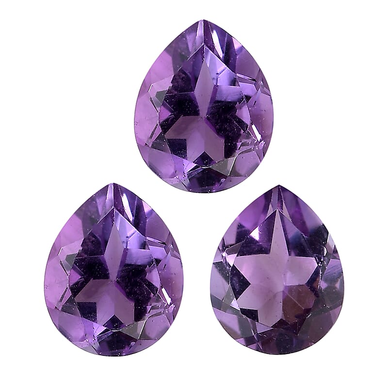 AA Bolivian Amethyst Set of 3 (Pear 5x4 mm) 0.81 ctw Loose Gemstone