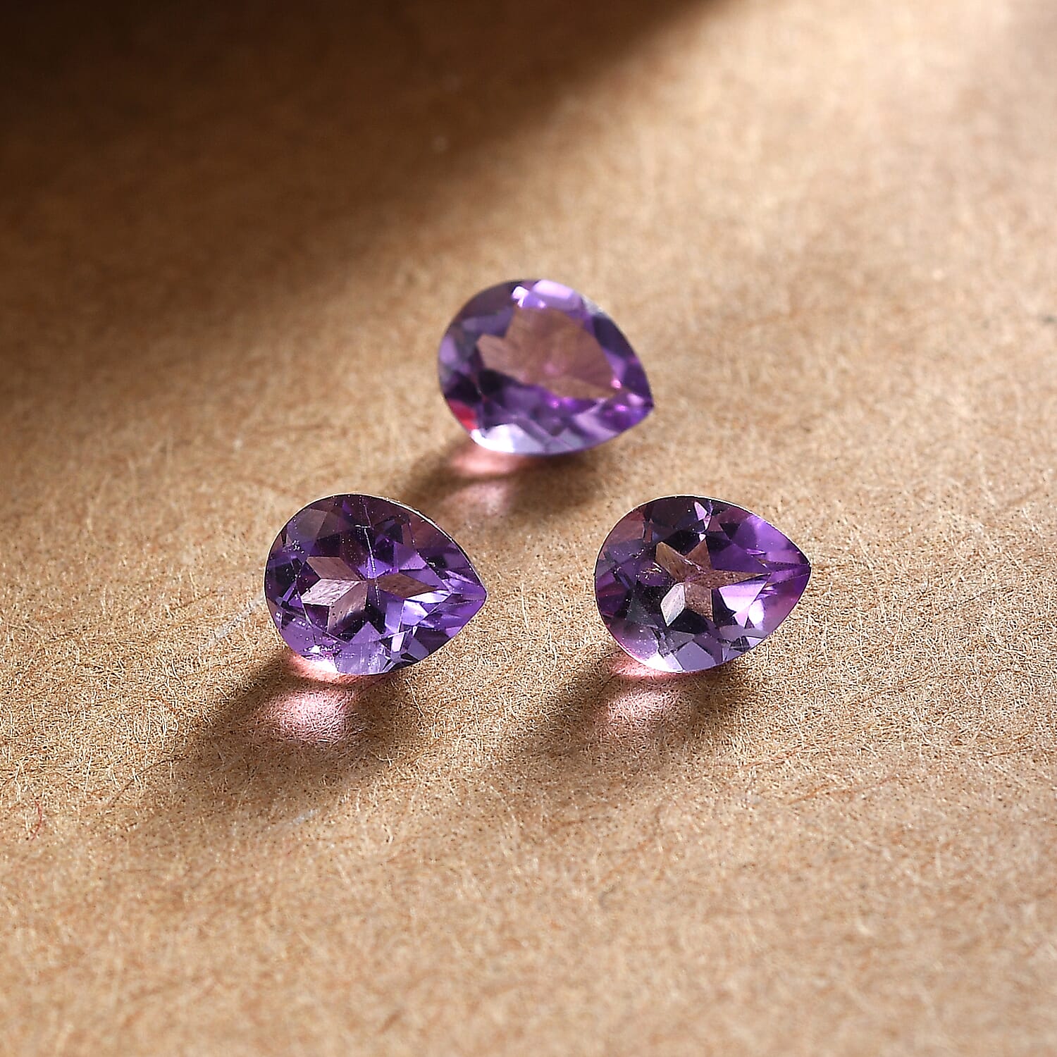 AA Bolivian Amethyst Set of 3 (Pear 5x4 mm) 0.81 ctw Loose Gemstone