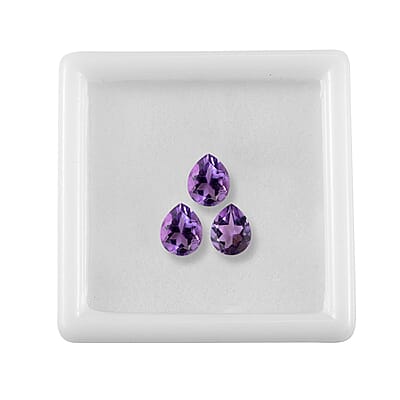 AA Bolivian Amethyst Set of 3 (Pear 5x4 mm) 0.81 ctw Loose Gemstone