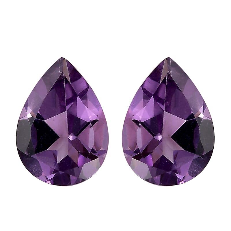Bolivian Amethyst Set of 2 (Pear 7x5 mm) 1.07 ctw Loose Gemstone