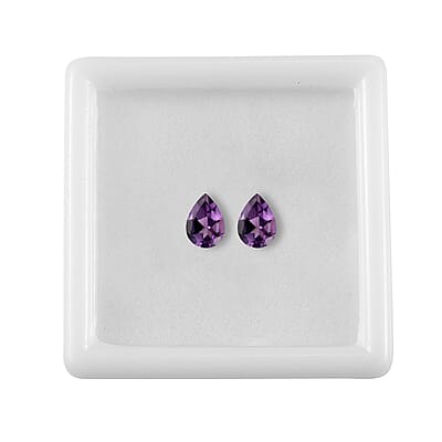 Bolivian Amethyst Set of 2 (Pear 7x5 mm) 1.07 ctw Loose Gemstone