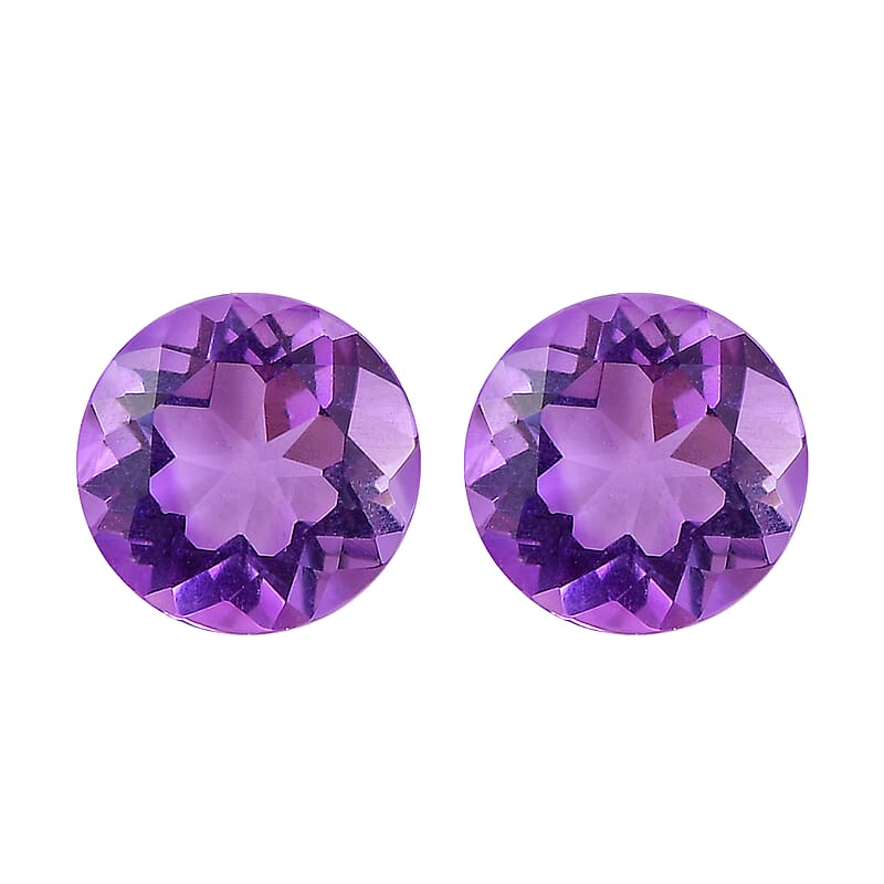 Bolivian Amethyst Set of 2 (Rnd 5 mm) 0.88 ctw Loose Gemstone