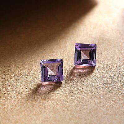 Bolivian Amethyst Set of 2 (Sqr 5 mm) 1.13 ctw Loose Gemstone