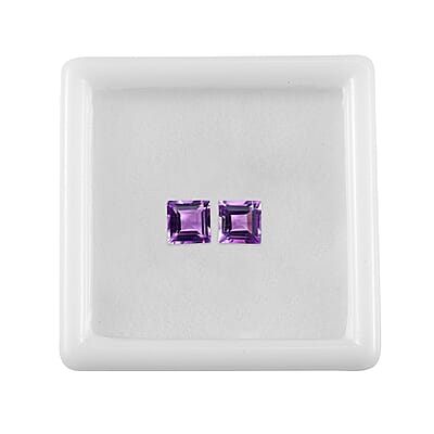 Bolivian Amethyst Set of 2 (Sqr 5 mm) 1.13 ctw Loose Gemstone