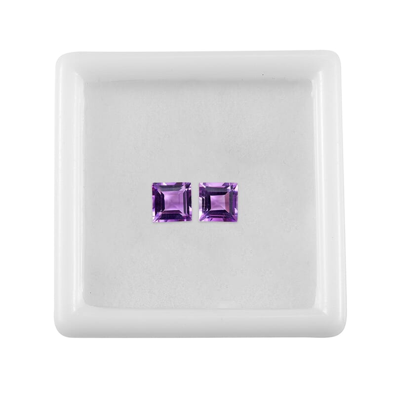 Bolivian Amethyst Set of 2 (Sqr 5 mm) 1.13 ctw Loose Gemstone