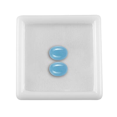 Dyed Light Blue Color Jade Set of 2 (Ovl 8x6 mm) 3.08 ctw Loose Gemstone