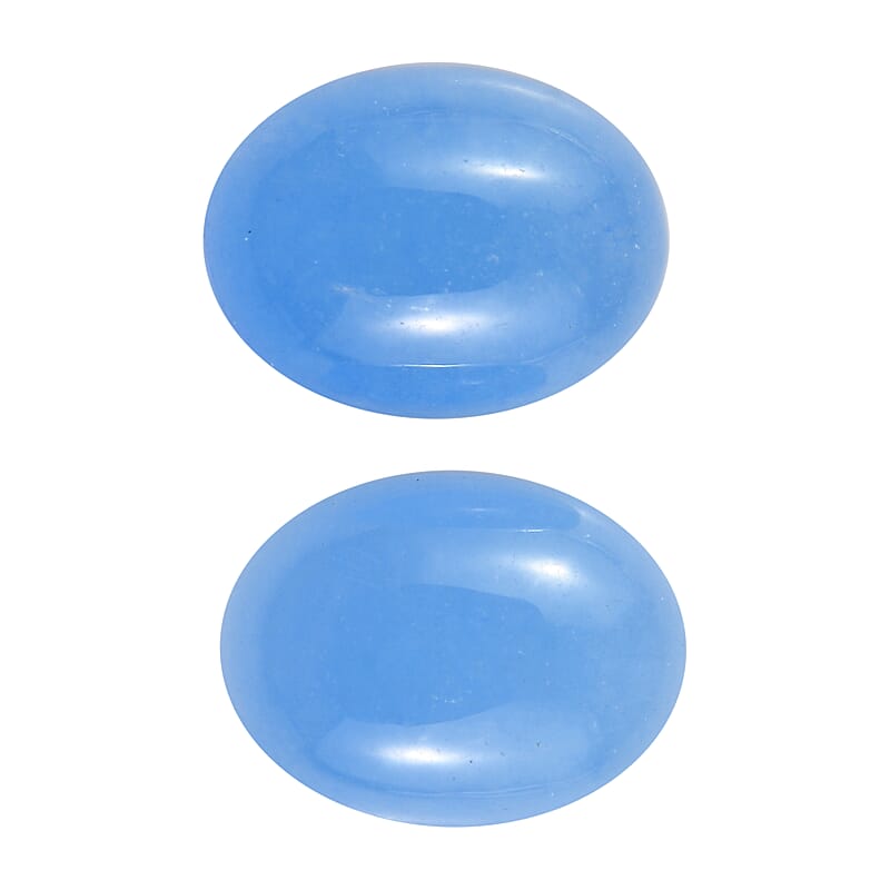 AA Dyed Light Blue Color Jade Set of 2 (Ovl 8x6 mm) 3.00 ctw Loose Gemstone