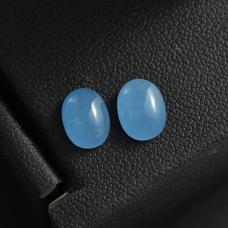 AA Dyed Light Blue Color Jade Set of 2 (Ovl 8x6 mm) 3.00 ctw Loose Gemstone