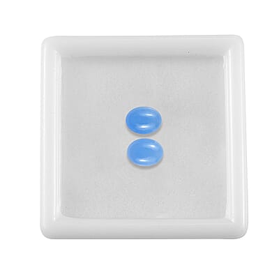 AA Dyed Light Blue Color Jade Set of 2 (Ovl 8x6 mm) 3.00 ctw Loose Gemstone