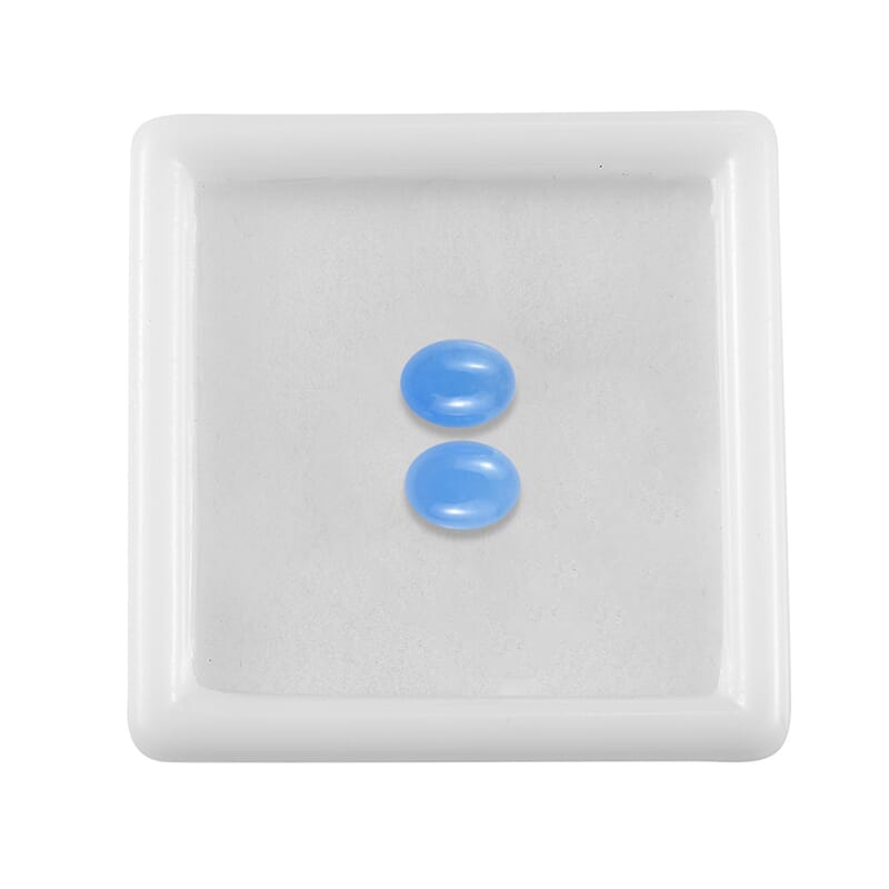 AA Dyed Light Blue Color Jade Set of 2 (Ovl 8x6 mm) 3.00 ctw Loose Gemstone