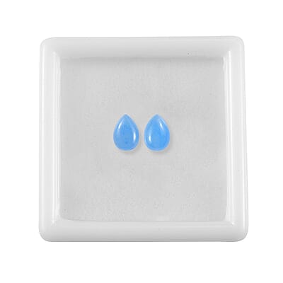 Dyed Light Blue Color Jade Set of 2 (Pear 7x5 mm) 1.84 ctw Loose Gemstone