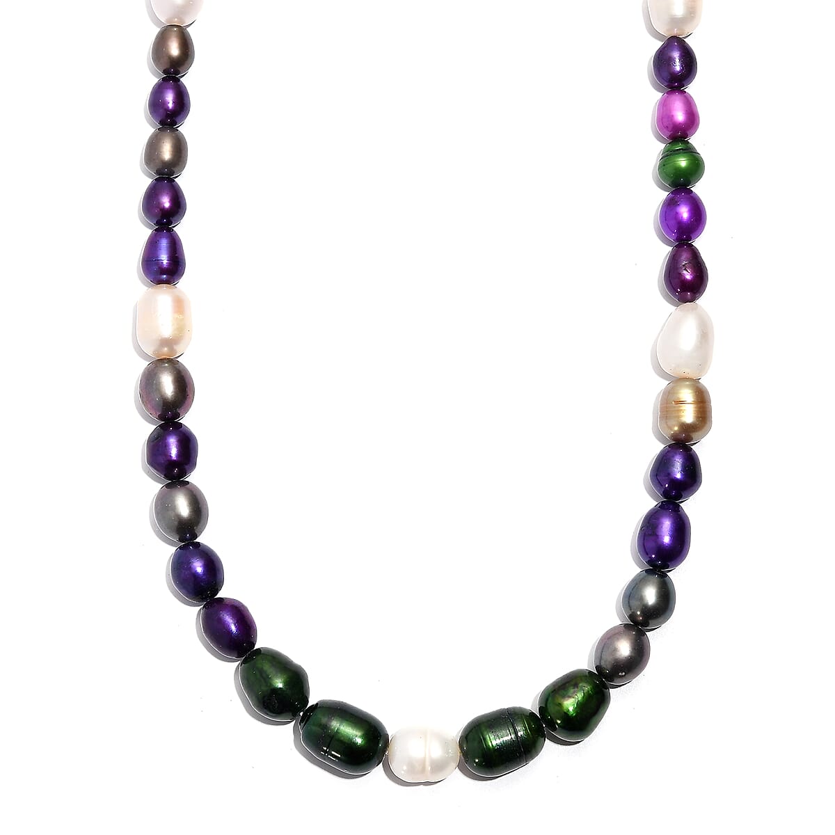 Freshwater Pearl and Multi Color Dyed Pearl Necklace in Platinum Bond 18 Inches image number 0