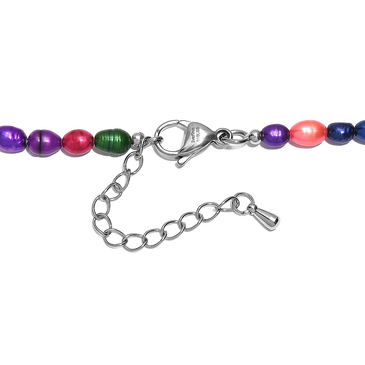 Freshwater Pearl and Multi Color Dyed Pearl Necklace in Platinum Bond 18 Inches image number 4