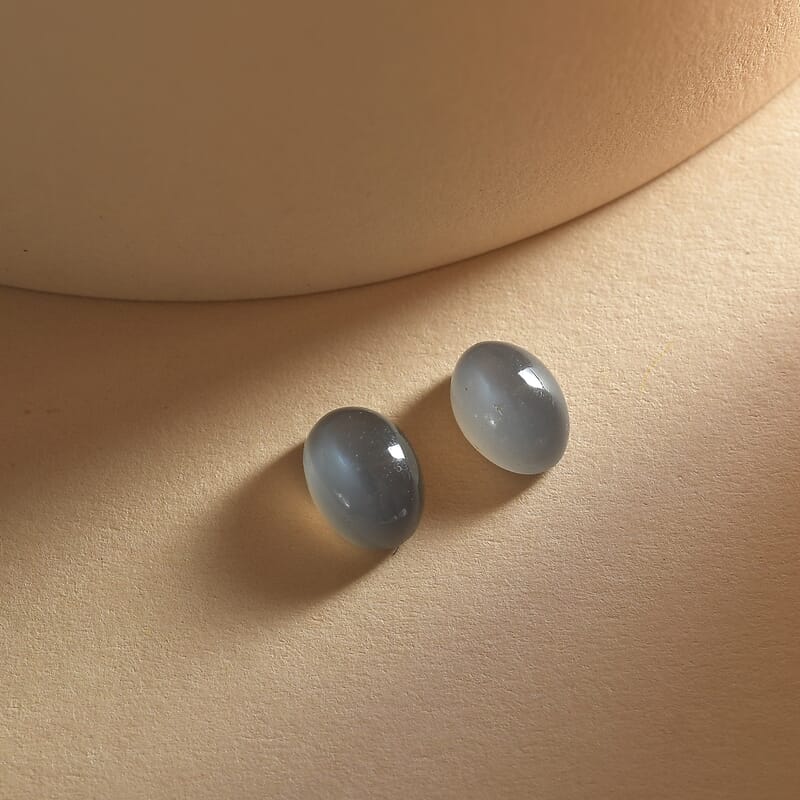 Grey Moonstone Set of 2 (Ovl 7x5 mm) 1.85 ctw Loose Gemstone