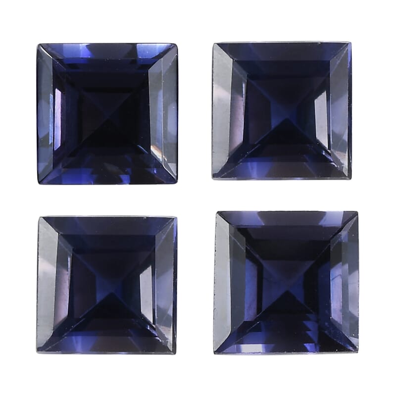 AA Catalina Iolite Set of 4 (Sqr 5 mm) 2.08 ctw Loose Gemstone