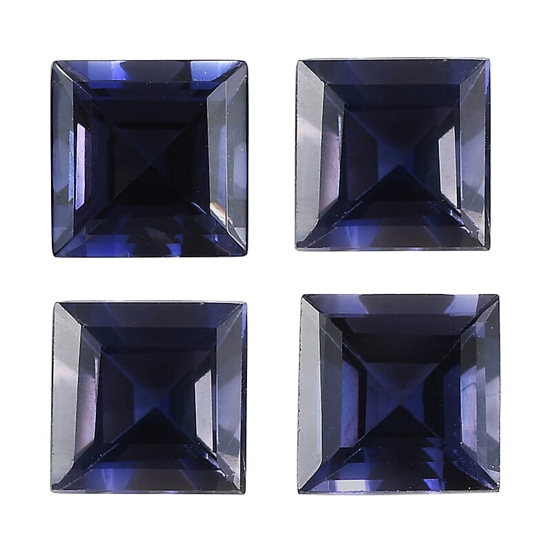 AA Catalina Iolite Set of 4 (Sqr 5 mm) 2.08 ctw Loose Gemstone