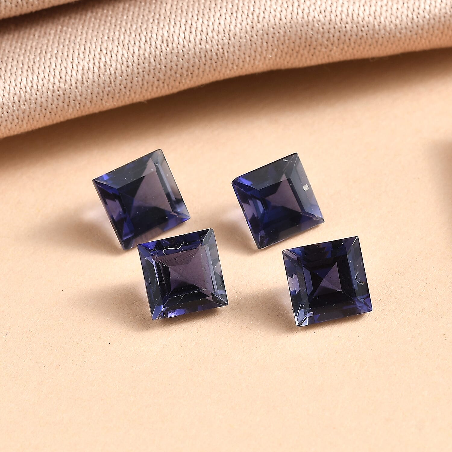 AA Catalina Iolite Set of 4 (Sqr 5 mm) 2.08 ctw Loose Gemstone