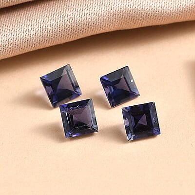 AA Catalina Iolite Set of 4 (Sqr 5 mm) 2.08 ctw Loose Gemstone