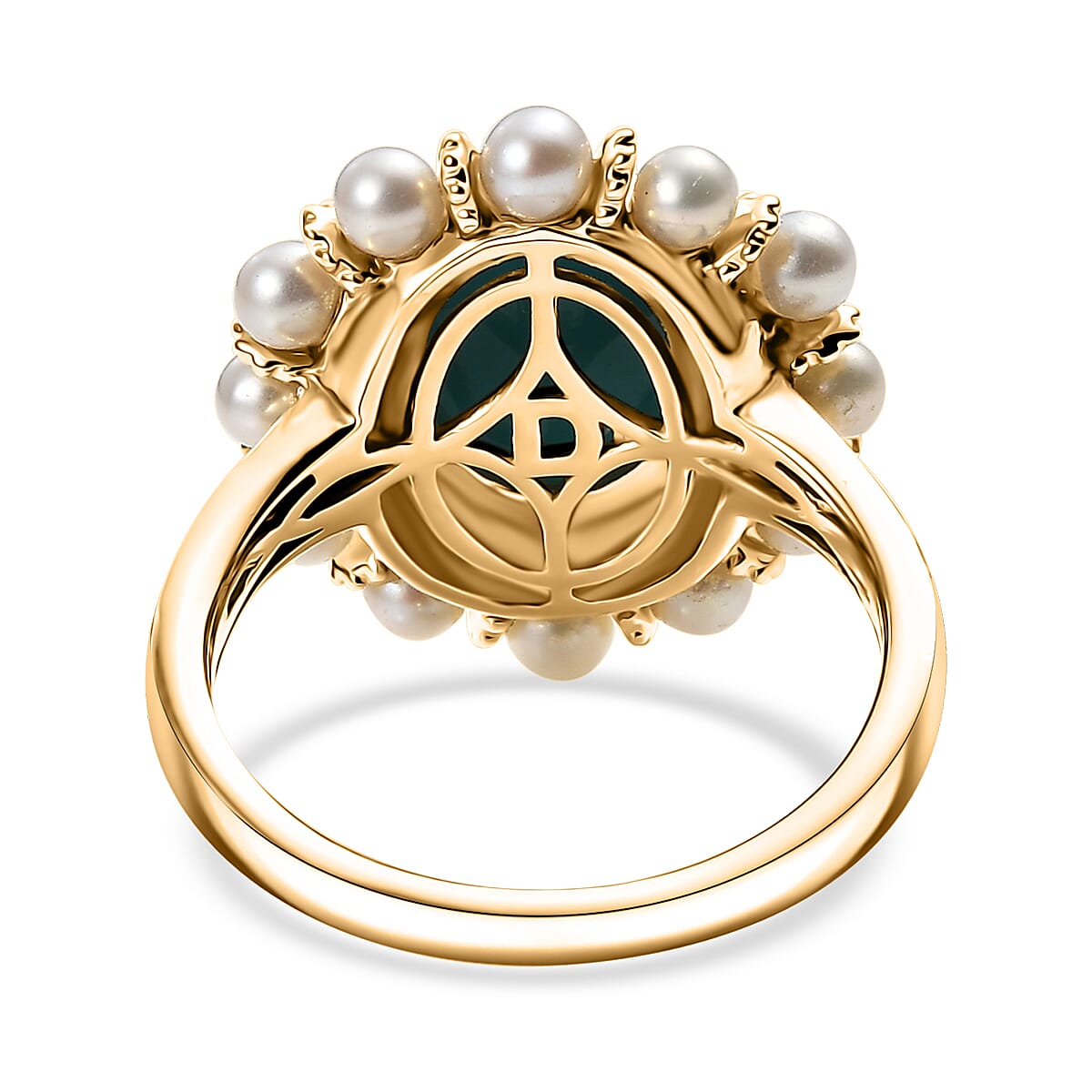 D'Joy Sleeping Beauty Turquoise and Multi Gemstone 2.90 ctw Ocean Empress Ring in 18K Vermeil Yellow Gold Over Sterling Silver (Size 10.0) image number 4