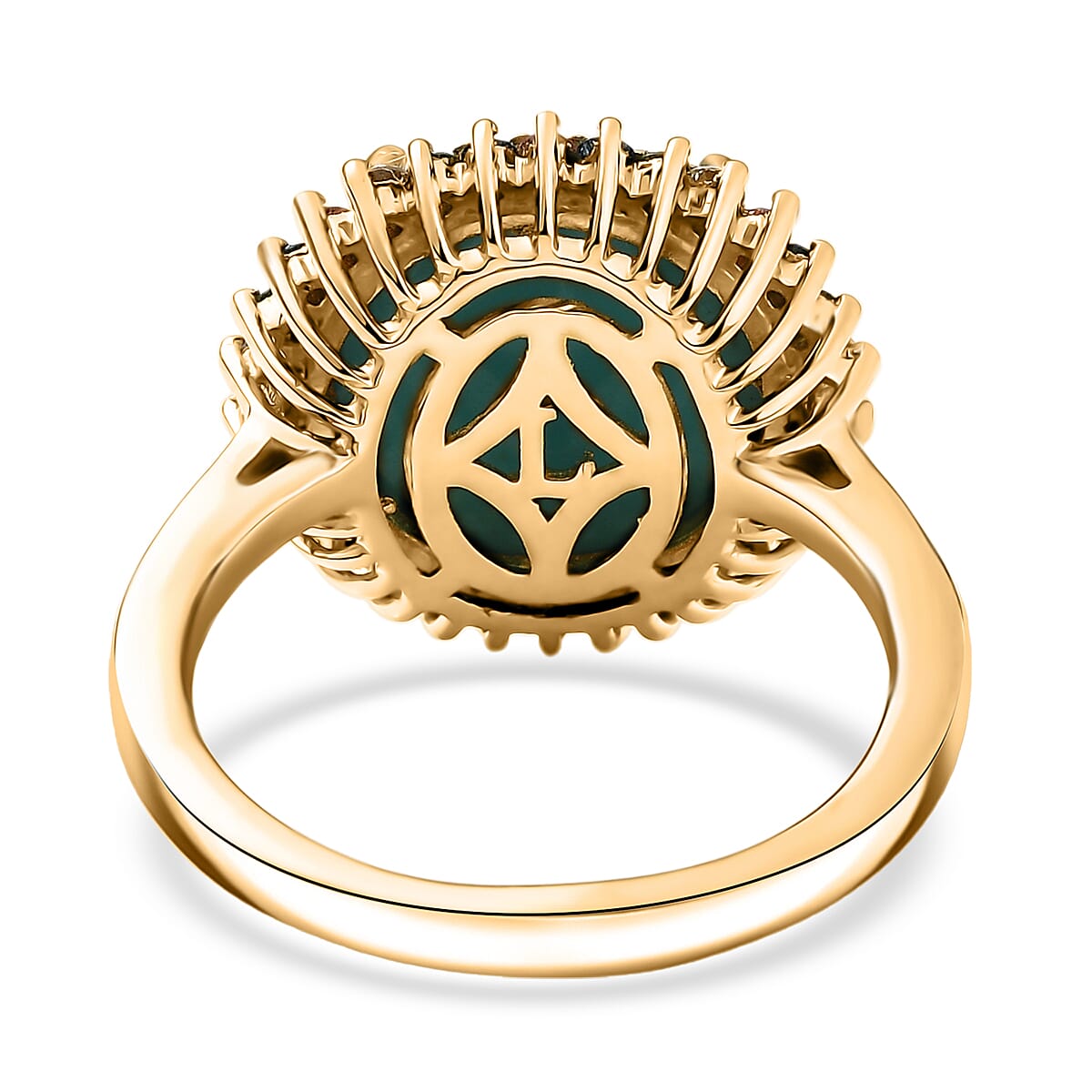 Sleeping Beauty Turquoise and Luxuriant Lab Grown Multi Diamond 6.75 ctw Royal Bloom Fire Ring in 18K Vermeil Yellow Gold Over Sterling Silver (Size 7.0) image number 4