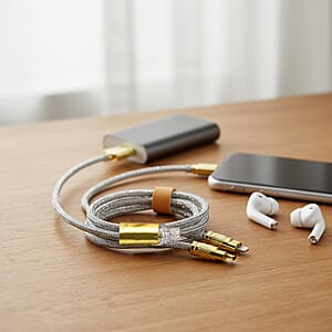 3 IN 1 Crystal Charging Cable with Strap Holder - Silver