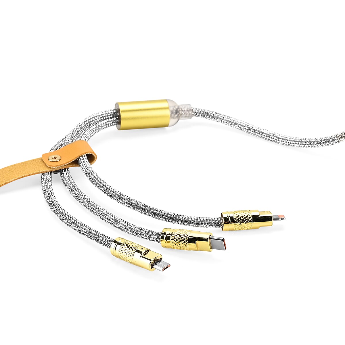 3 IN 1 Crystal Charging Cable with Strap Holder - Silver image number 3