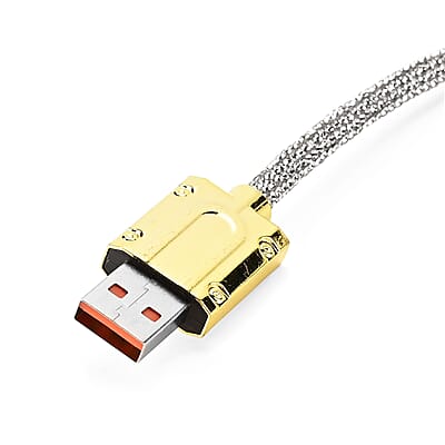 3 IN 1 Crystal Charging Cable with Strap Holder - Silver