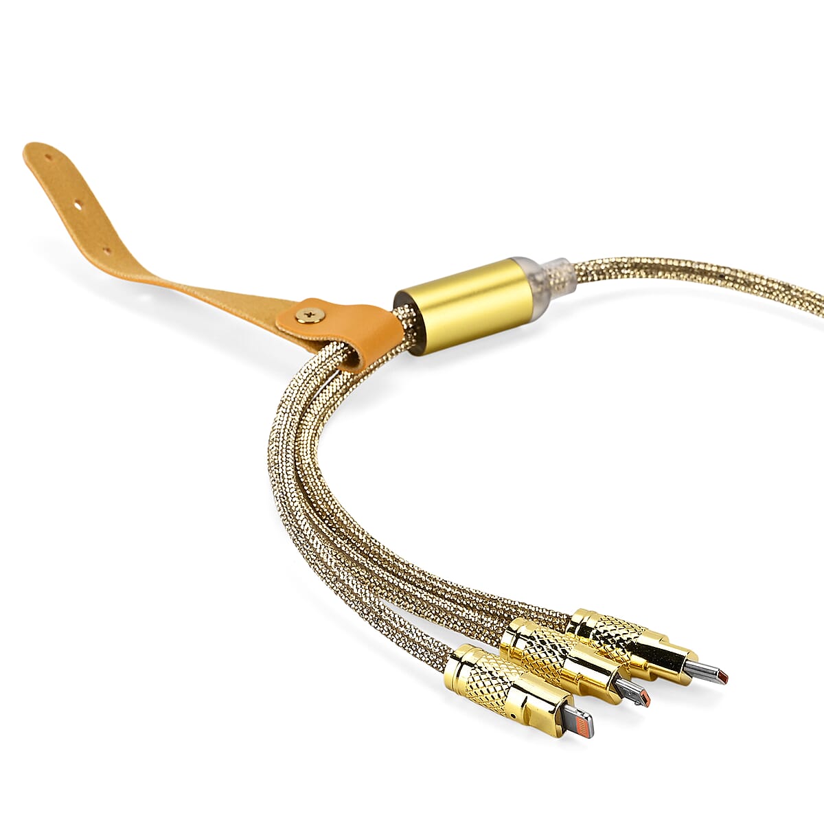 3 IN 1 Crystal Charging Cable with Strap Holder - Gold image number 3