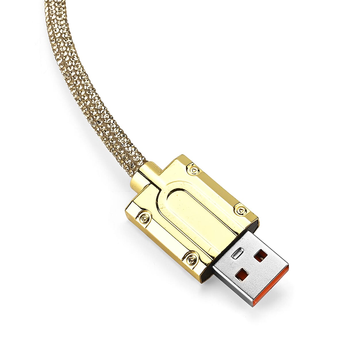 3 IN 1 Crystal Charging Cable with Strap Holder - Gold image number 5