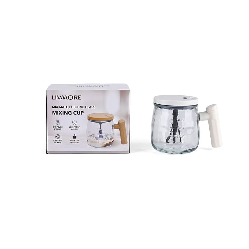 White 500mAh Electric Glass Mixing Cup (400ml)