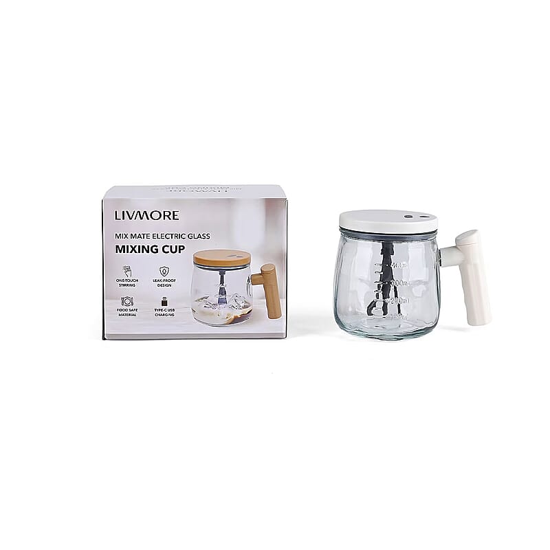 White 500mAh Electric Glass Mixing Cup (400ml)
