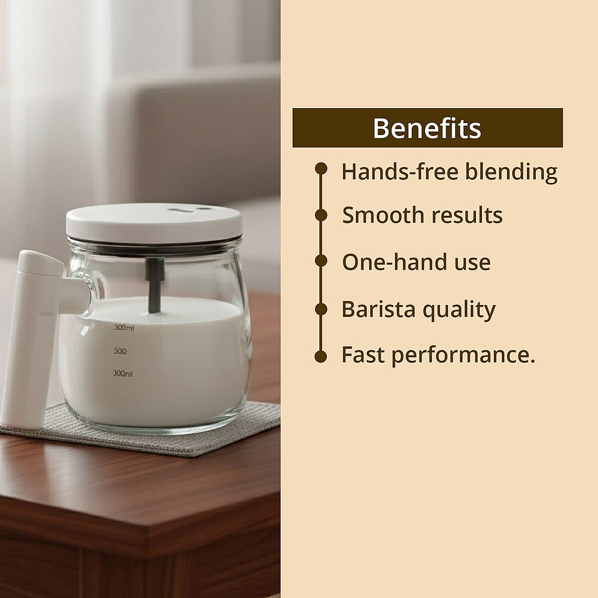 White 500mAh Electric Glass Mixing Cup (400ml) image number 2