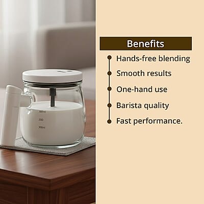 White 500mAh Electric Glass Mixing Cup (400ml)