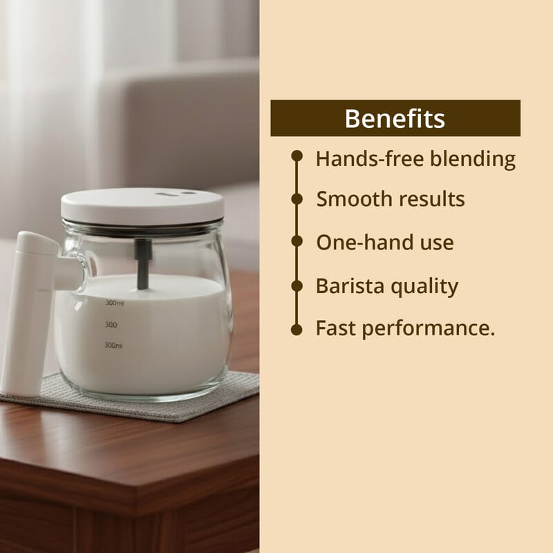 White 500mAh Electric Glass Mixing Cup (400ml)