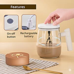 White 500mAh Electric Glass Mixing Cup (400ml)