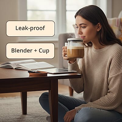 White 500mAh Electric Glass Mixing Cup (400ml)