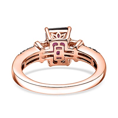 D'Joy AAA Radiant Ember Garnet and Multi Gemstone 2.55 ctw Crown of Flame Ring in 18K Vermeil Rose Gold Over Sterling Silver (Size 6.0)