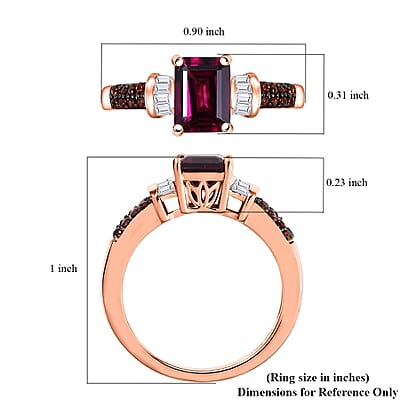 D'Joy AAA Radiant Ember Garnet and Multi Gemstone 2.55 ctw Crown of Flame Ring in 18K Vermeil Rose Gold Over Sterling Silver (Size 6.0)