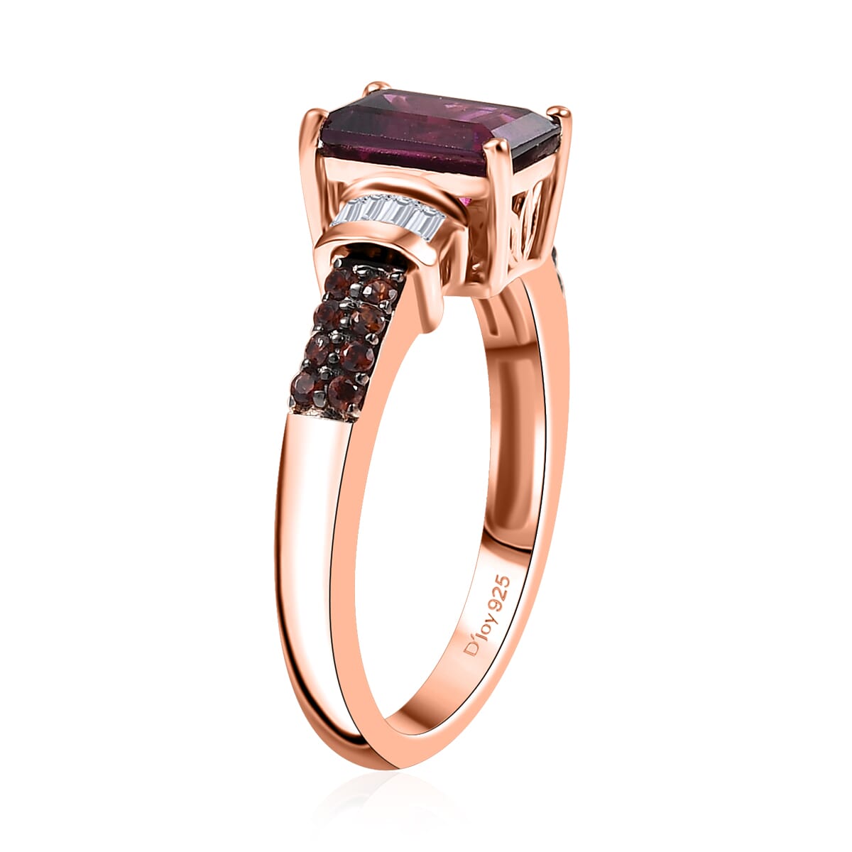 D’Joy AAA Radiant Ember Garnet and Multi Gemstone 2.55 ctw Ring in 18K Vermeil Rose Gold Over Sterling Silver (Size 7.0) image number 3